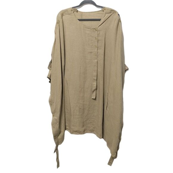 YOHJI YAMAMOTO Natural Linen Button Lagenlook French Dress - Picture 2 of 7